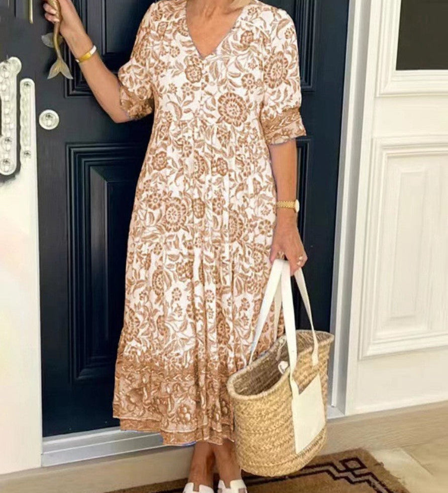 Keisha | Graceful V-Neck Floral Maxi Dress