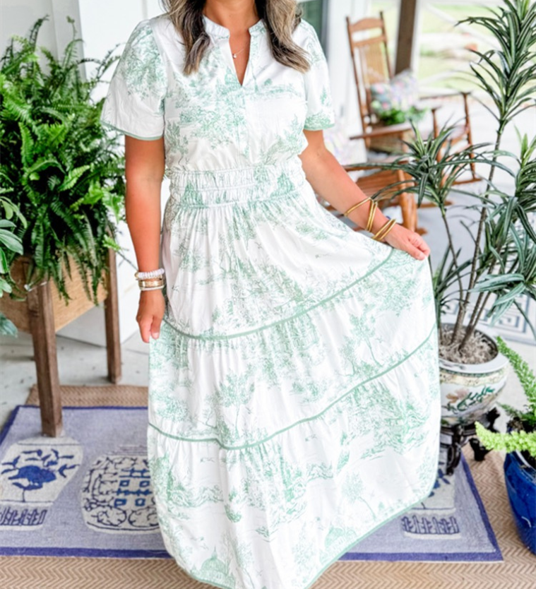 Eliza | Classic Toile Maxi Dress