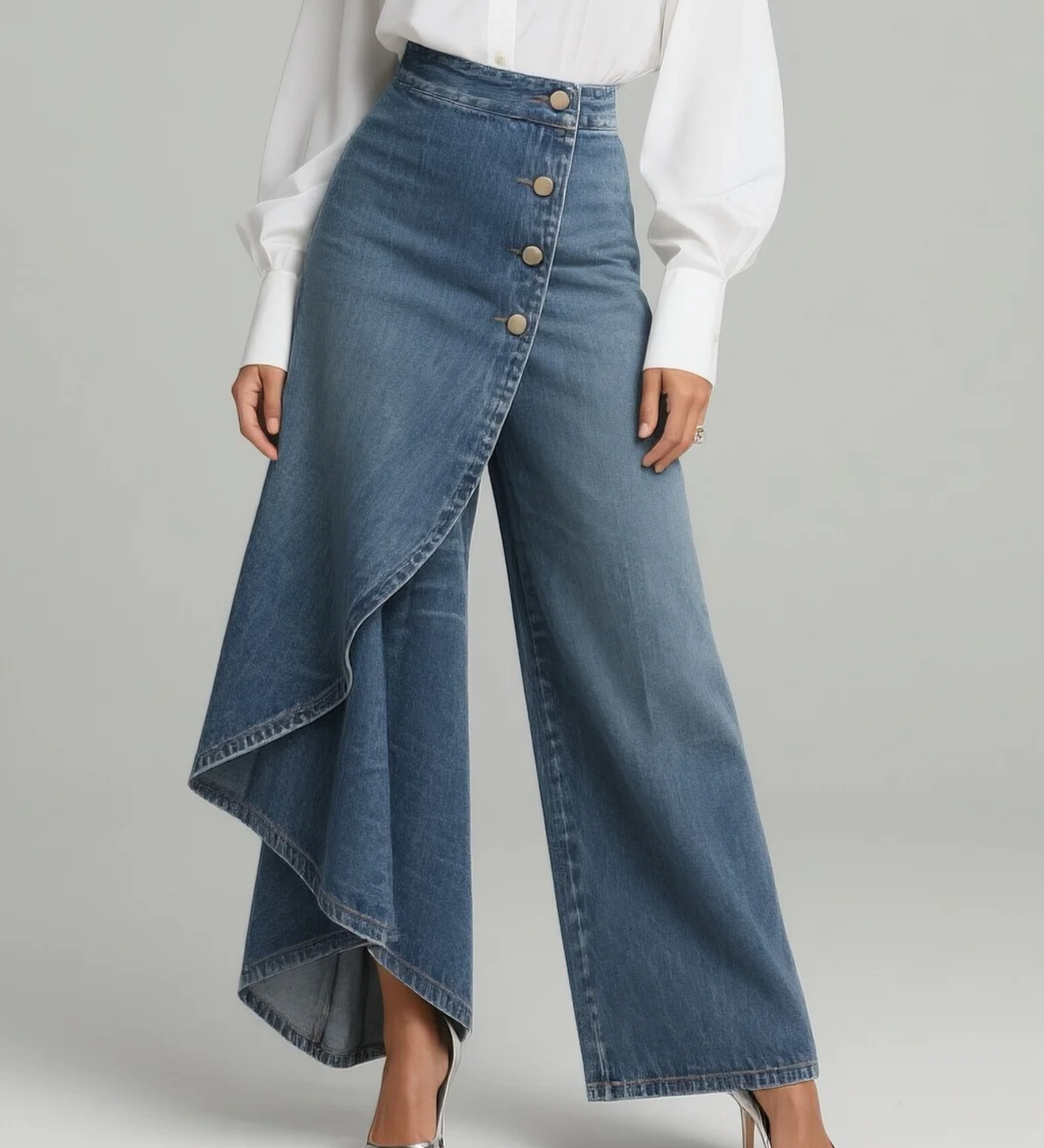Laura | Wrap-Style Denim Pants