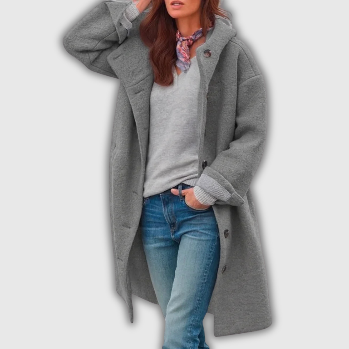 Katherine | Long Hooded Button-Front Coat