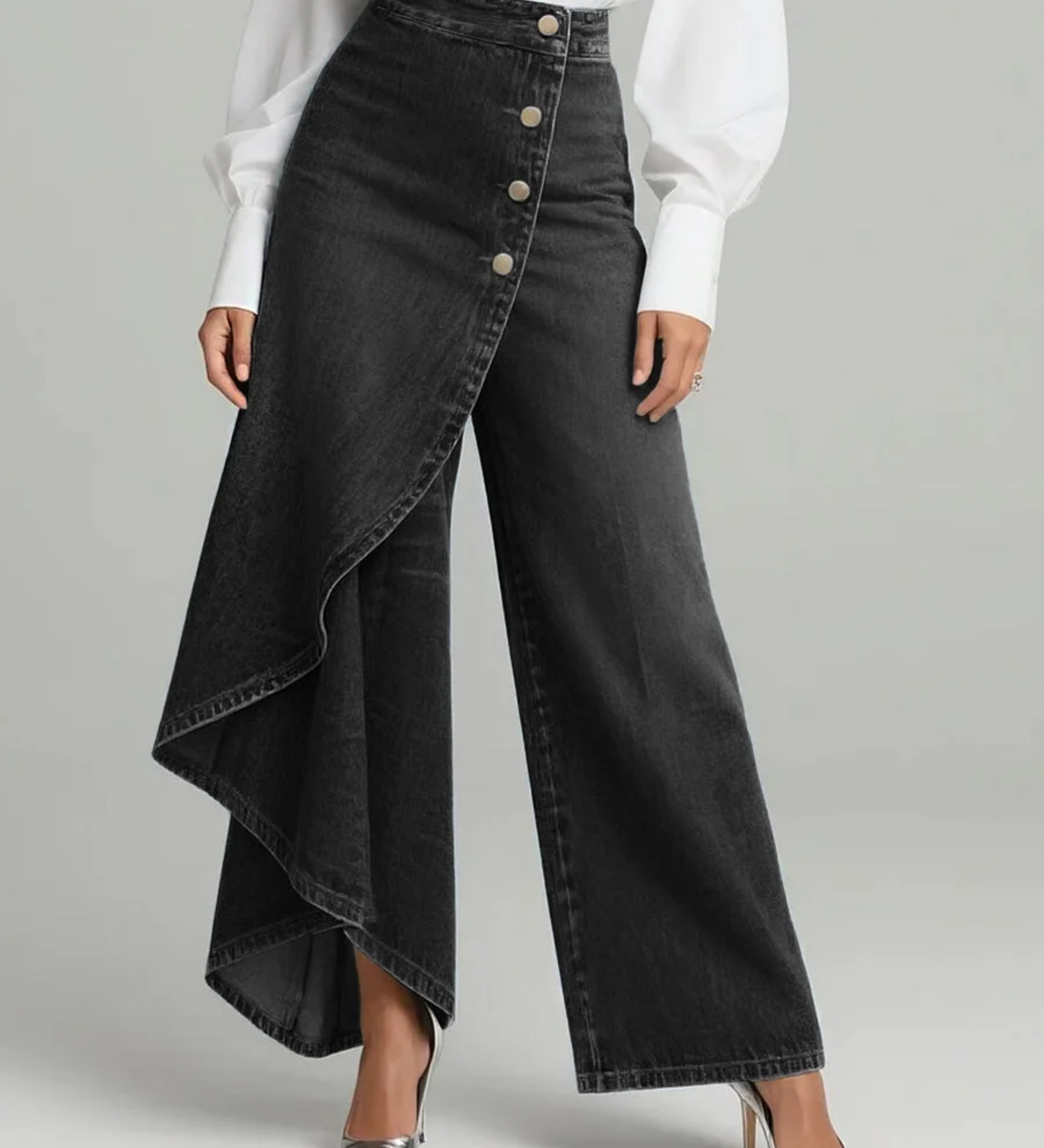 Laura | Wrap-Style Denim Pants