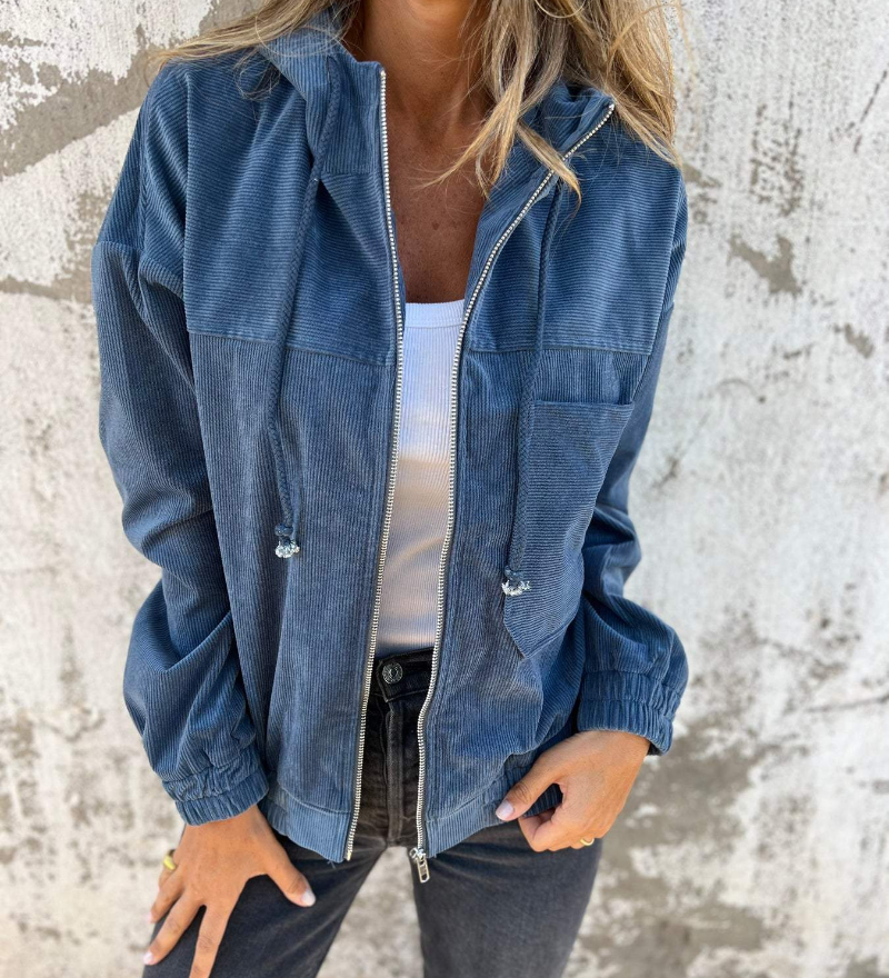Audrey | Hooded Corduroy Zip Jacket