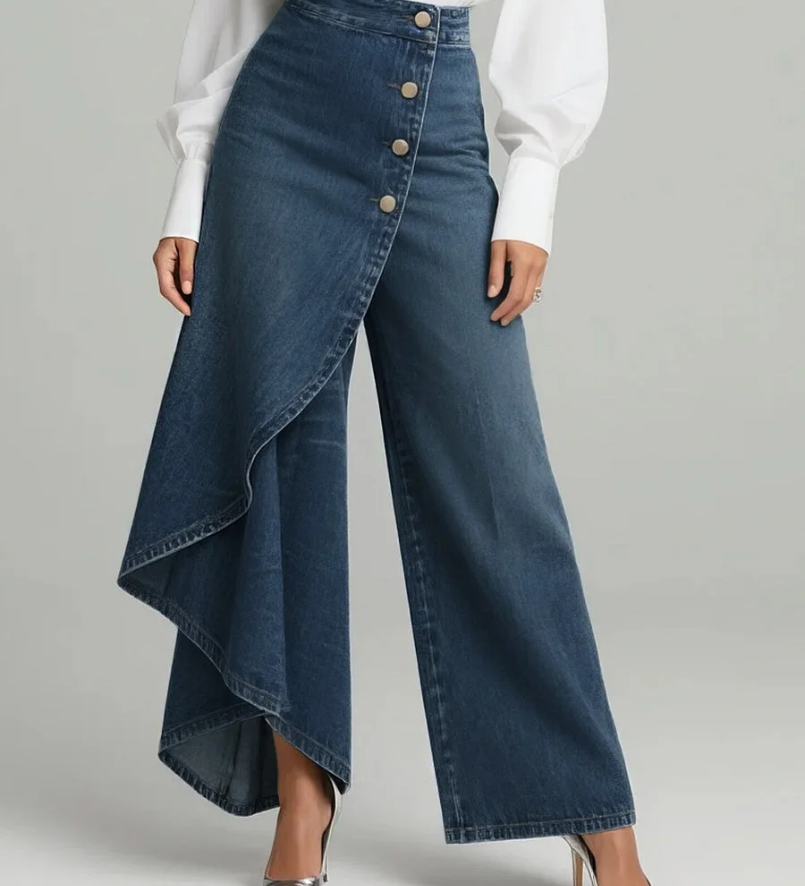 Laura | Wrap-Style Denim Pants