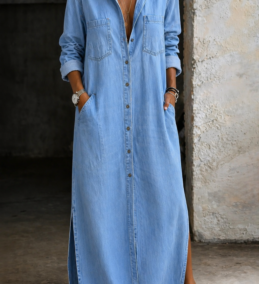 Daphne | Button-Front Denim Dress