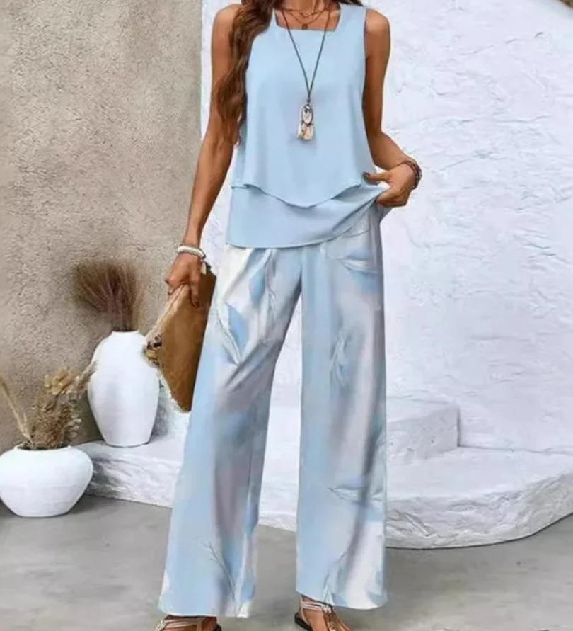 Ovelynra | Sleeveless Top And Wide-Leg Pants
