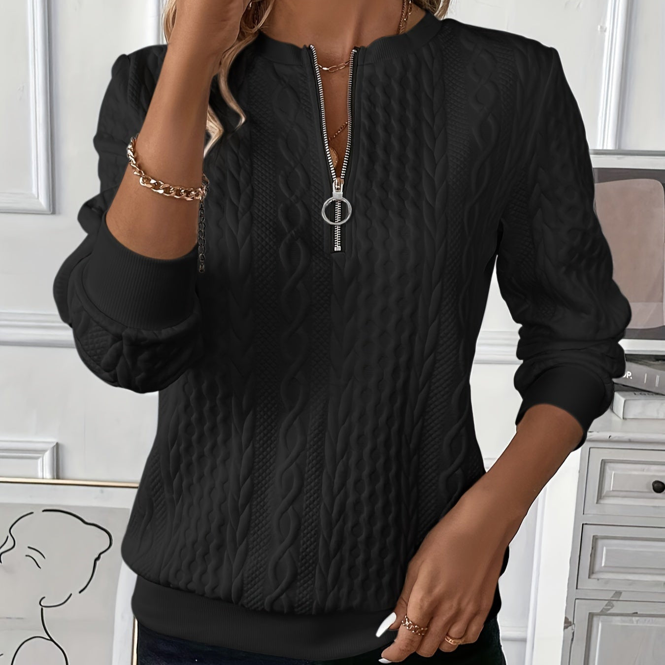 Elke | Zip-Front Knit Sweater