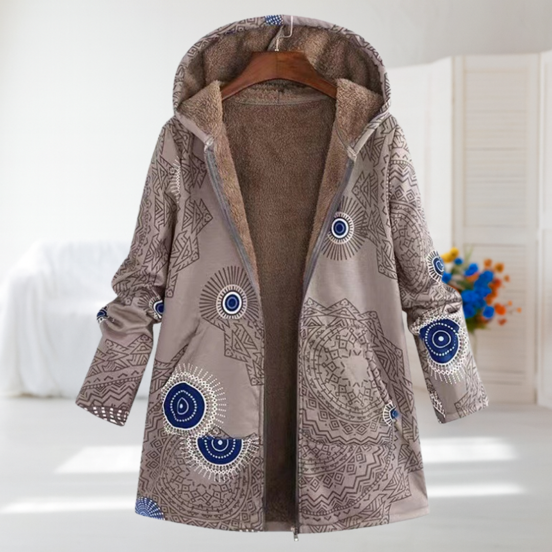 Chloe | Neutral Patterned Fleece Coat