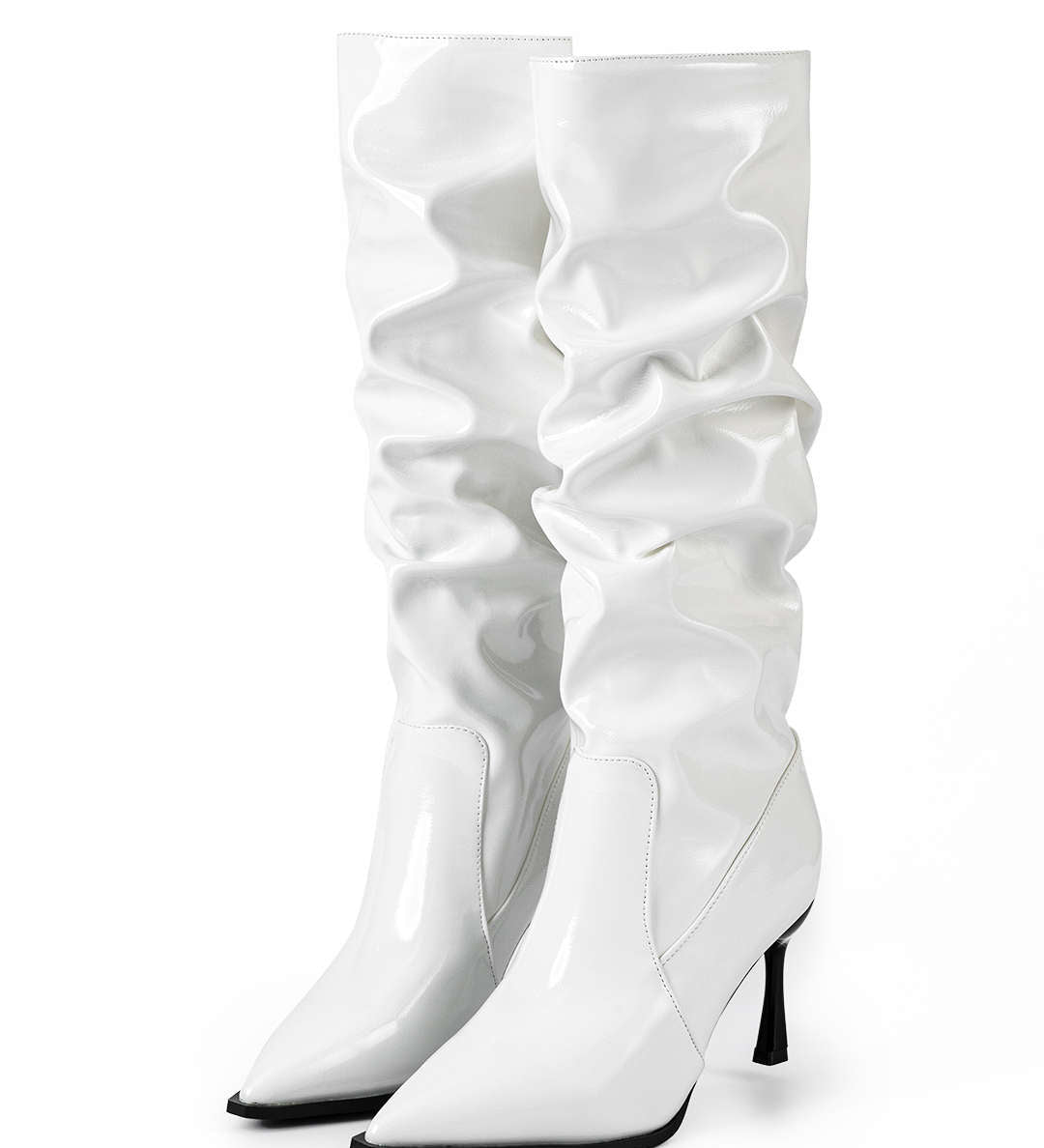 Faux Leather Pointed Toe Boots