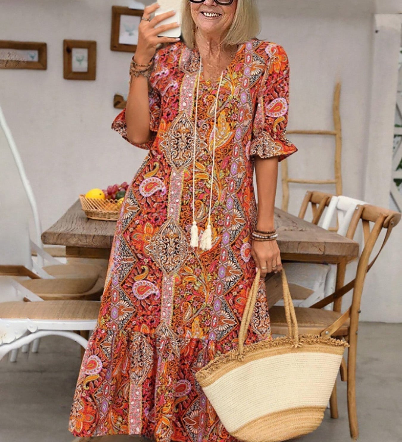 Gene | Boho Grace Midi Dress