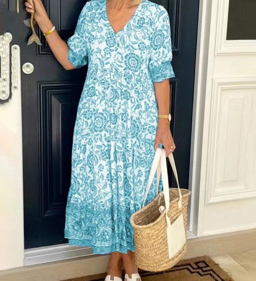 Keisha | Graceful V-Neck Floral Maxi Dress