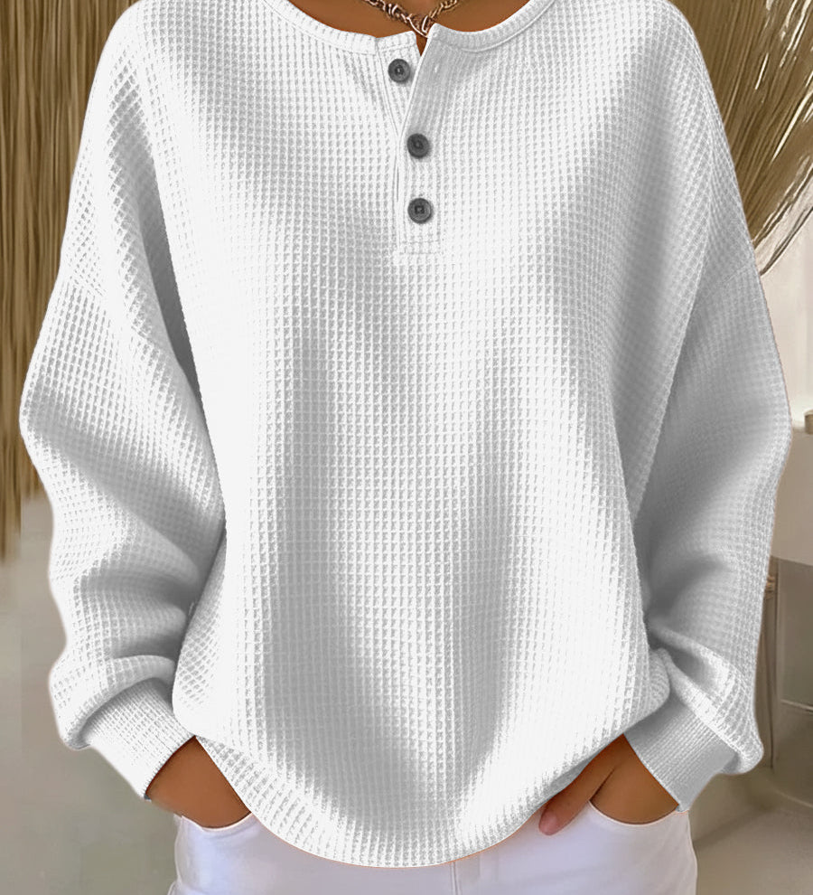 Mirabel | Waffle Henley Sweatshirt