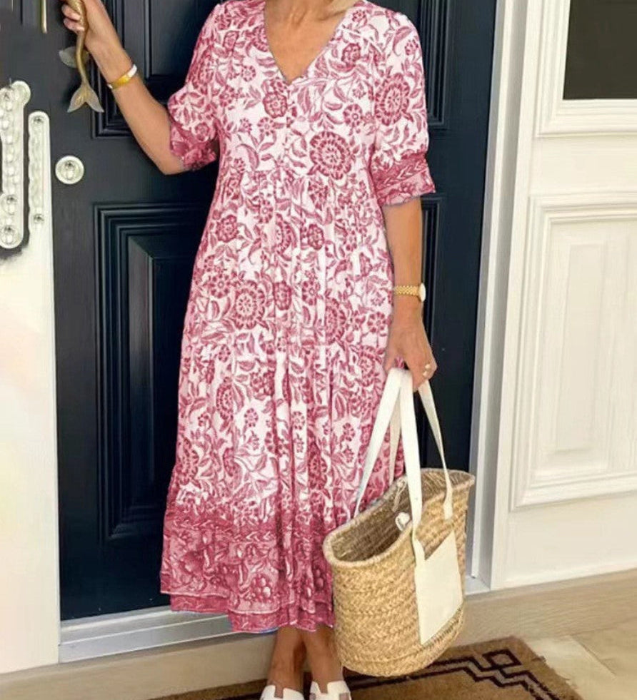 Keisha | Graceful V-Neck Floral Maxi Dress