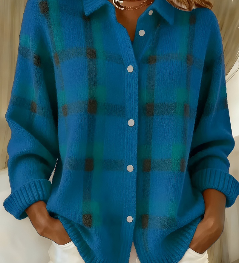 Joan | Plaid Knit Shirt Jacket