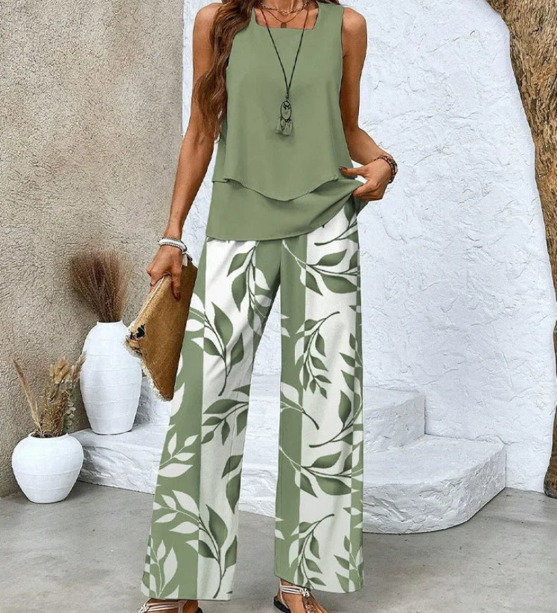 Ovelynra | Sleeveless Top And Wide-Leg Pants