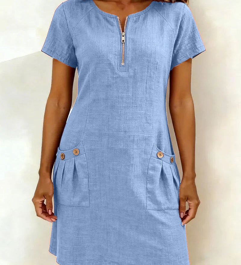 Vania | Cotton Dress with Zip Pocket