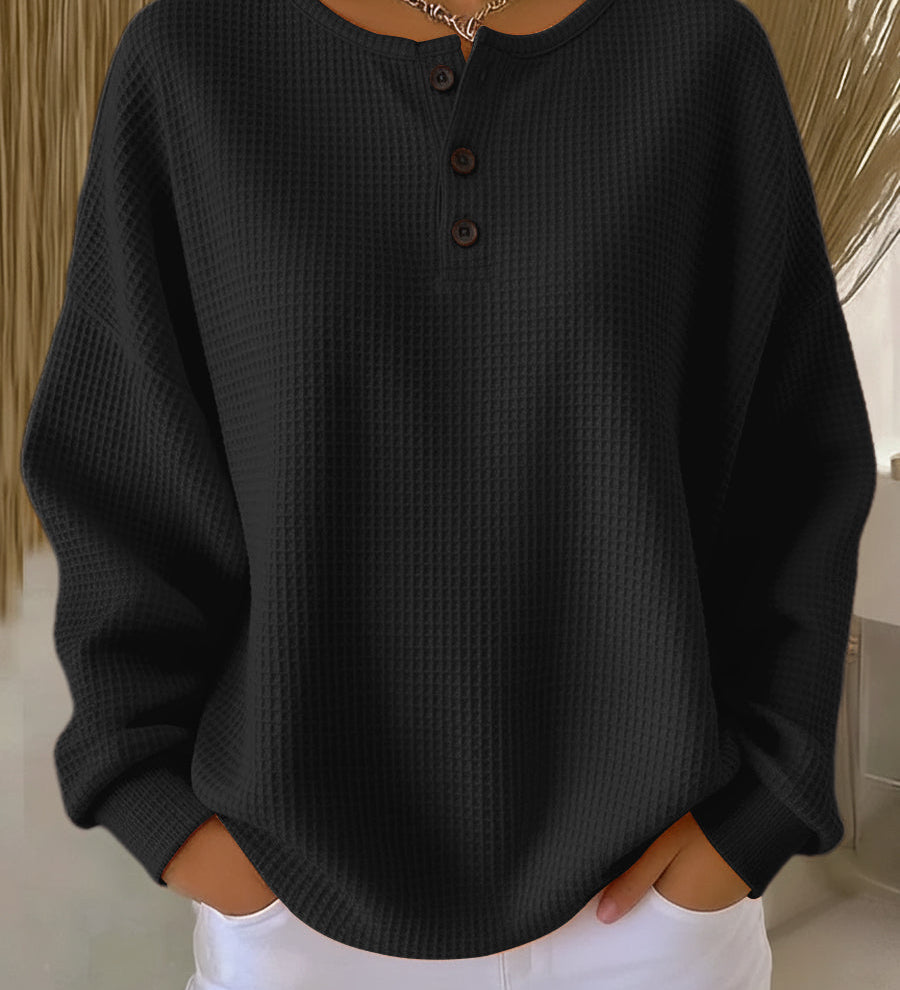 Mirabel | Waffle Henley Sweatshirt