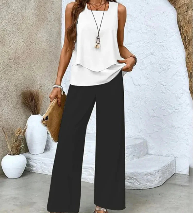 Ovelynra | Sleeveless Top And Wide-Leg Pants