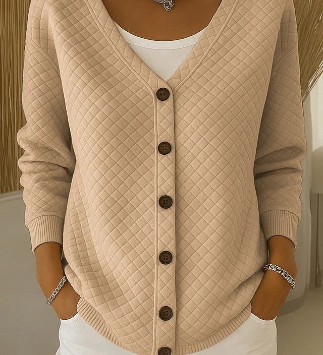 Laverne | Quilted Button-Front Cardigan