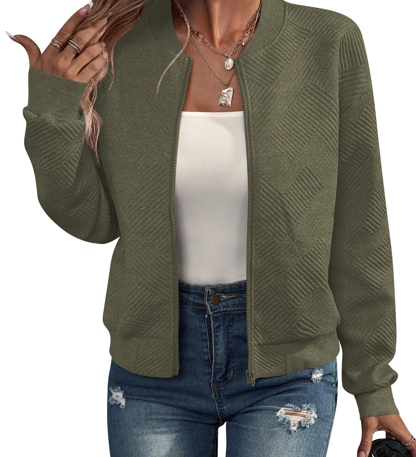 Kayla | Textured Bomber Jacket