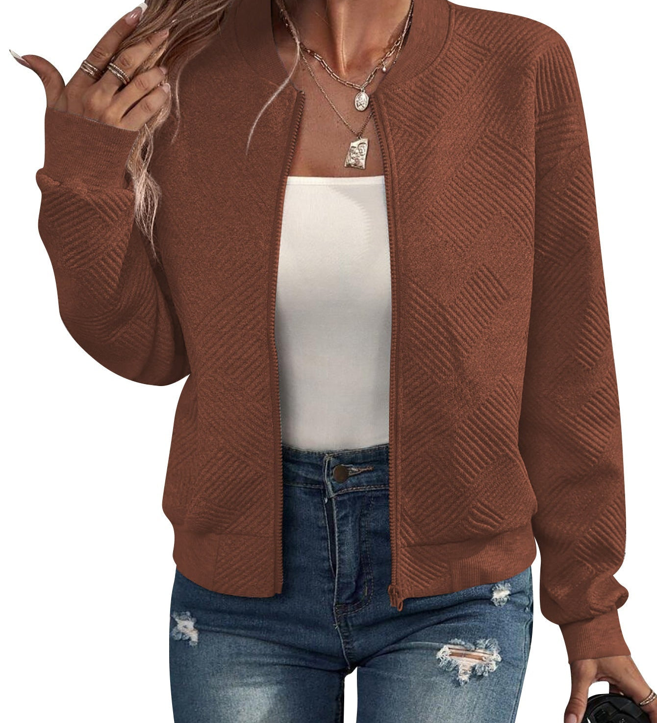 Kayla | Textured Bomber Jacket