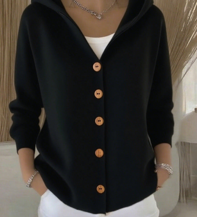 Darienne | Hooded Button-Up Knit Cardigan