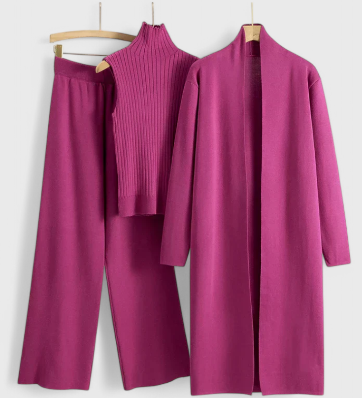 Mahalia Elegant Cut 3-Piece Soft Knit Ensemble