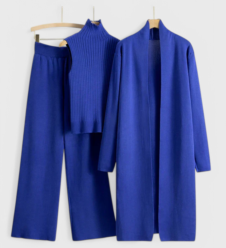 Mahalia Elegant Cut 3-Piece Soft Knit Ensemble