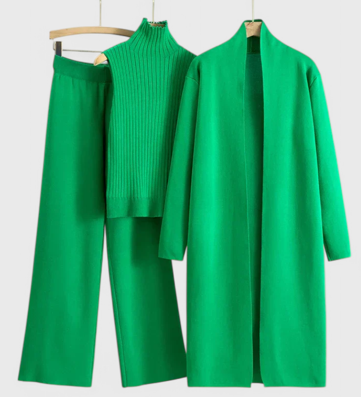 Mahalia Elegant Cut 3-Piece Soft Knit Ensemble