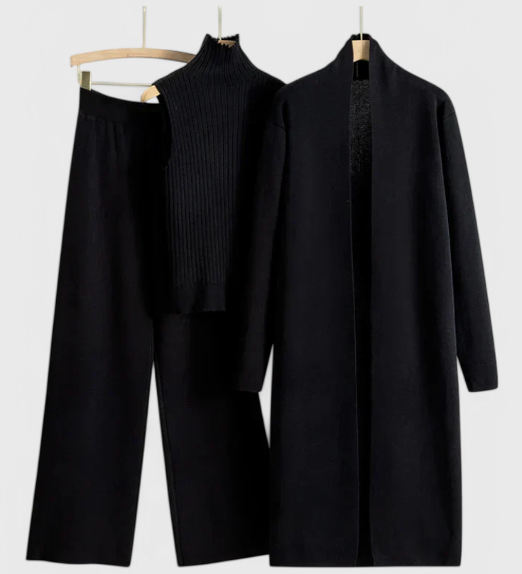 Mahalia Elegant Cut 3-Piece Soft Knit Ensemble