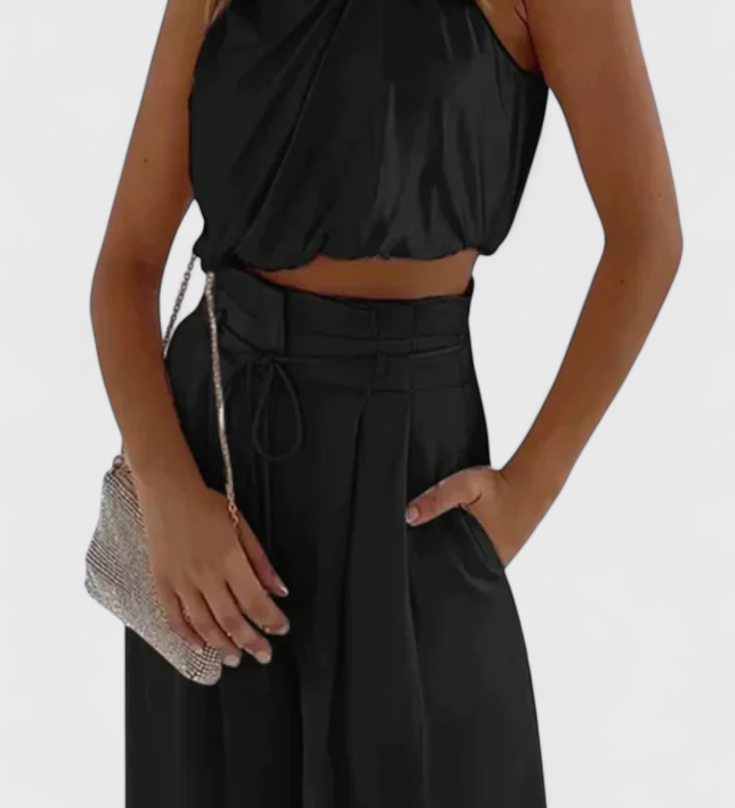 Helira | Tailored Palazzo Set with Pleated Trousers