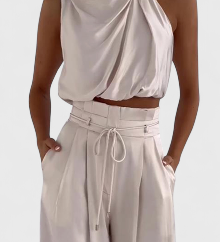 Helira | Tailored Palazzo Set with Pleated Trousers