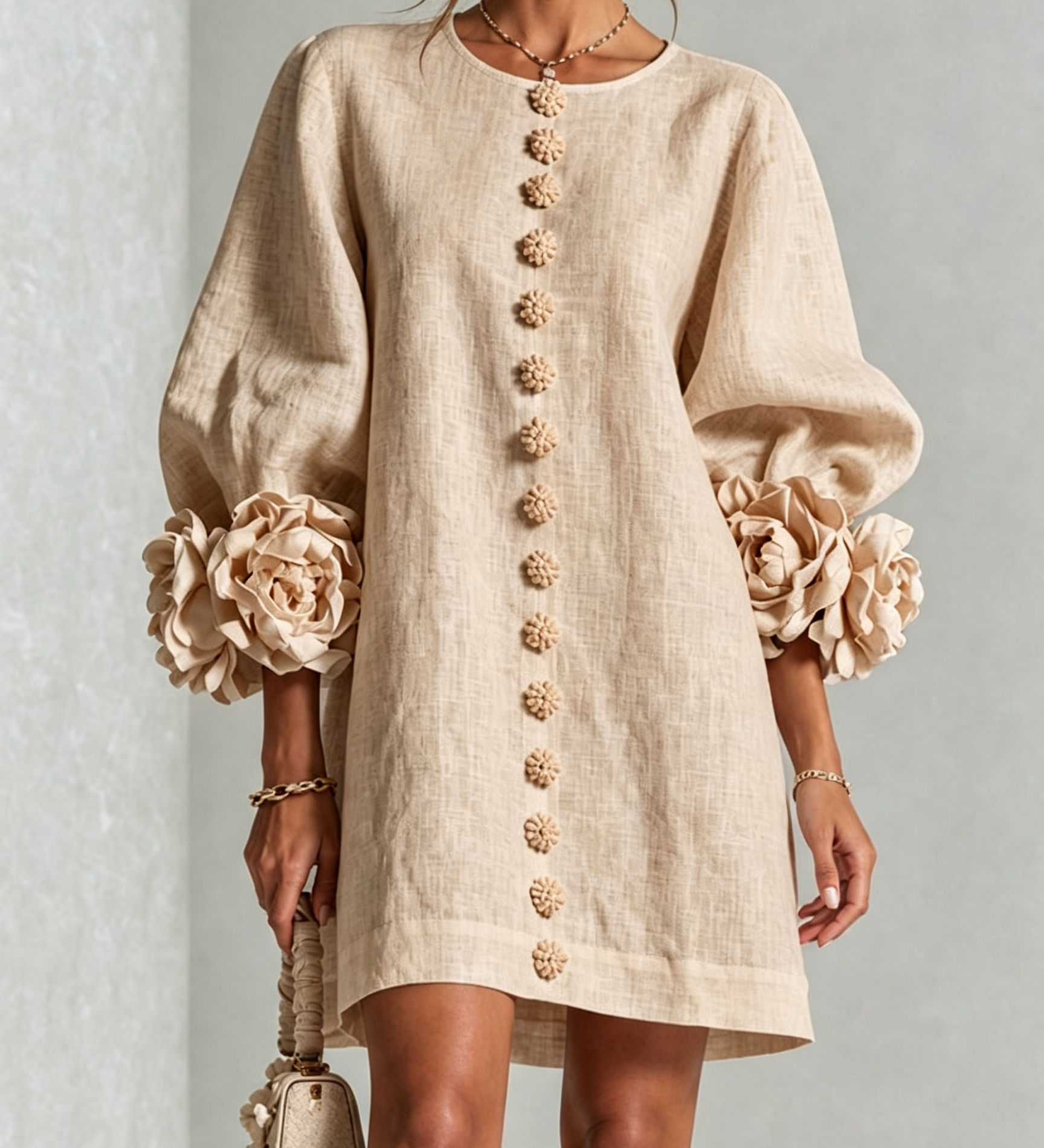 Imarie | Floral Cuff Mini Dress