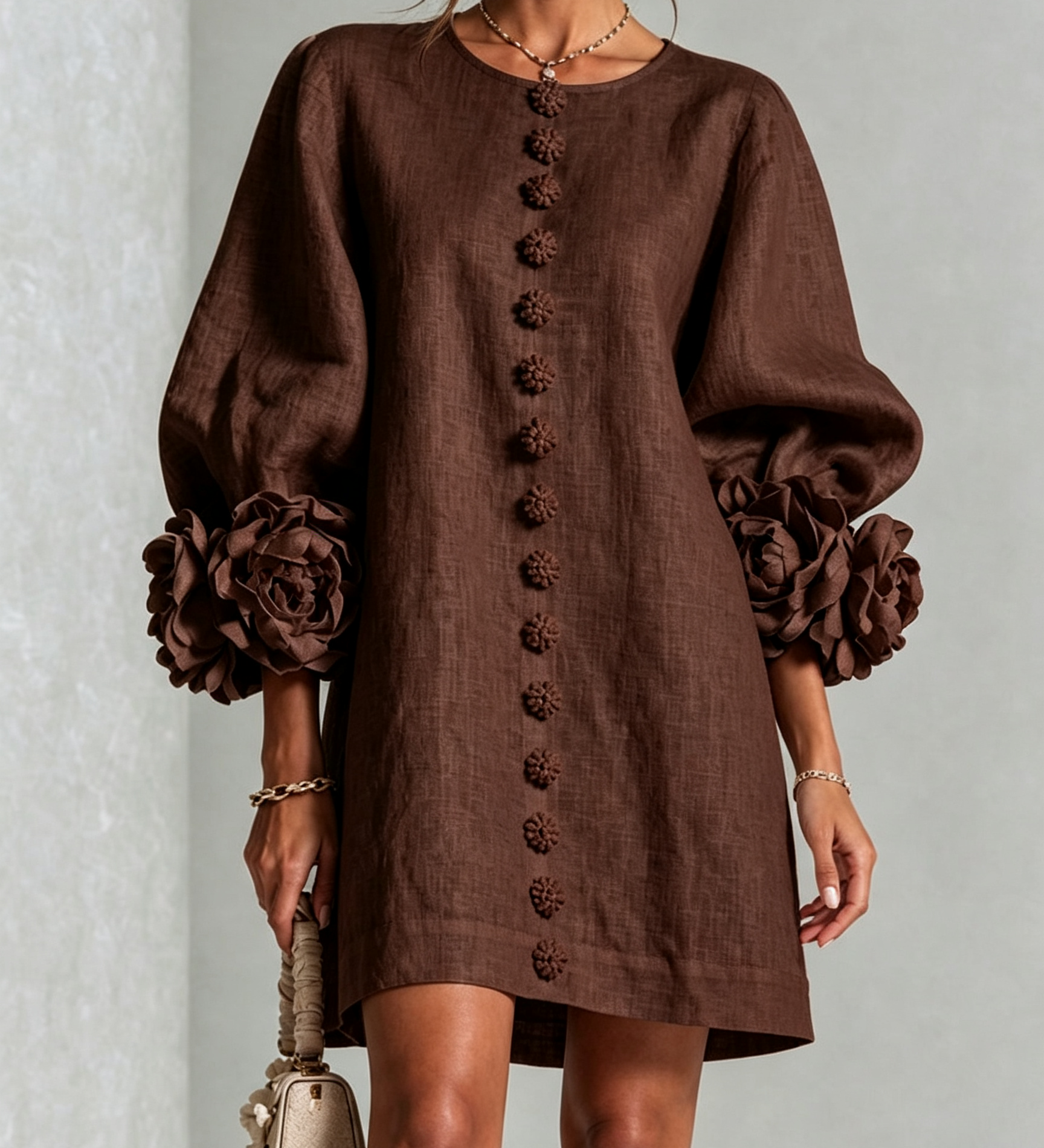 Imarie | Floral Cuff Mini Dress