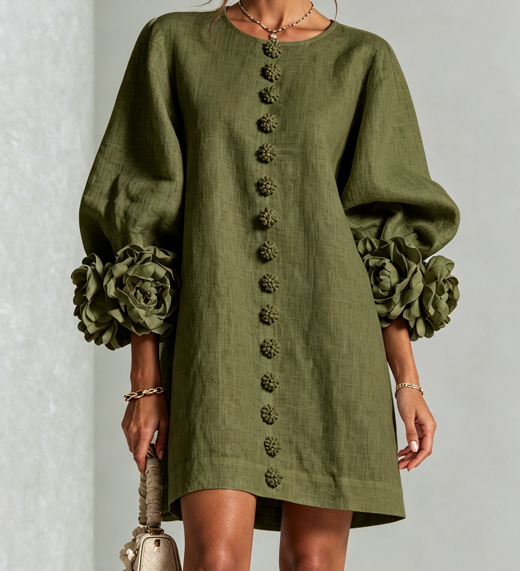 Imarie | Floral Cuff Mini Dress