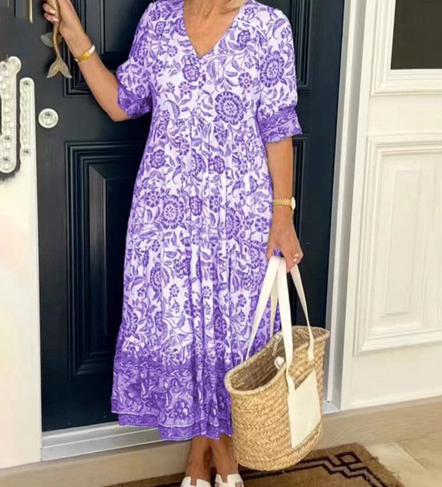 Keisha | Graceful V-Neck Floral Maxi Dress
