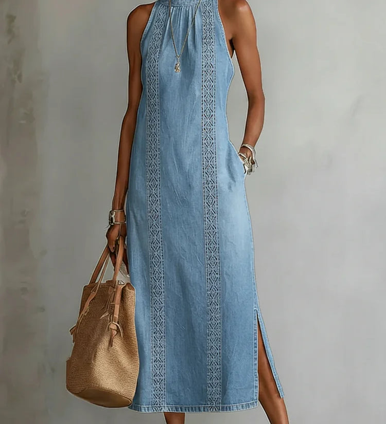 Julia | Vintage Lace Denim Dress