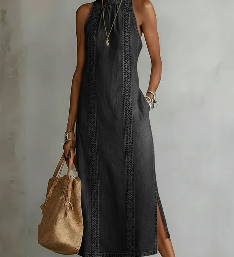Julia | Vintage Lace Denim Dress
