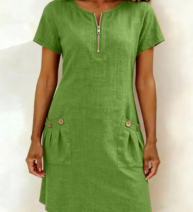Vania | Cotton Dress with Zip Pocket