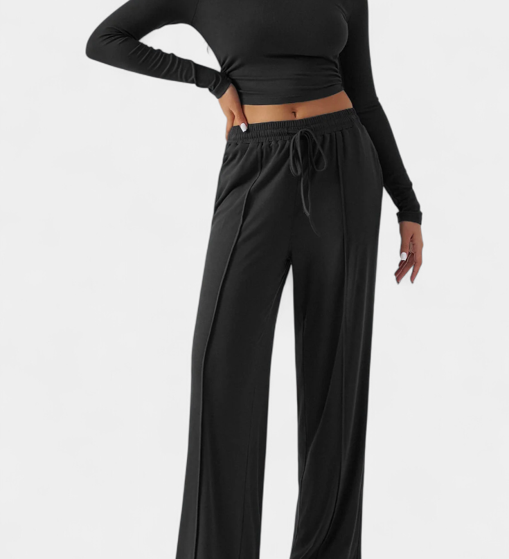 Celaen Elastic-Fit Viscose Yoga Set with Round Neck