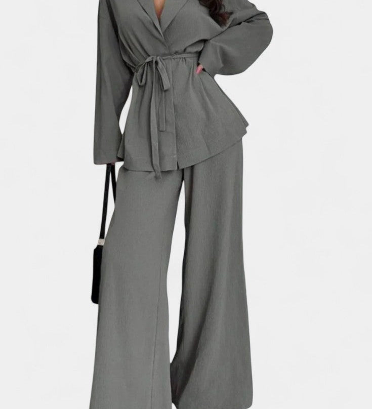 Amy | V-Neck Blazer and Flared Pants Set