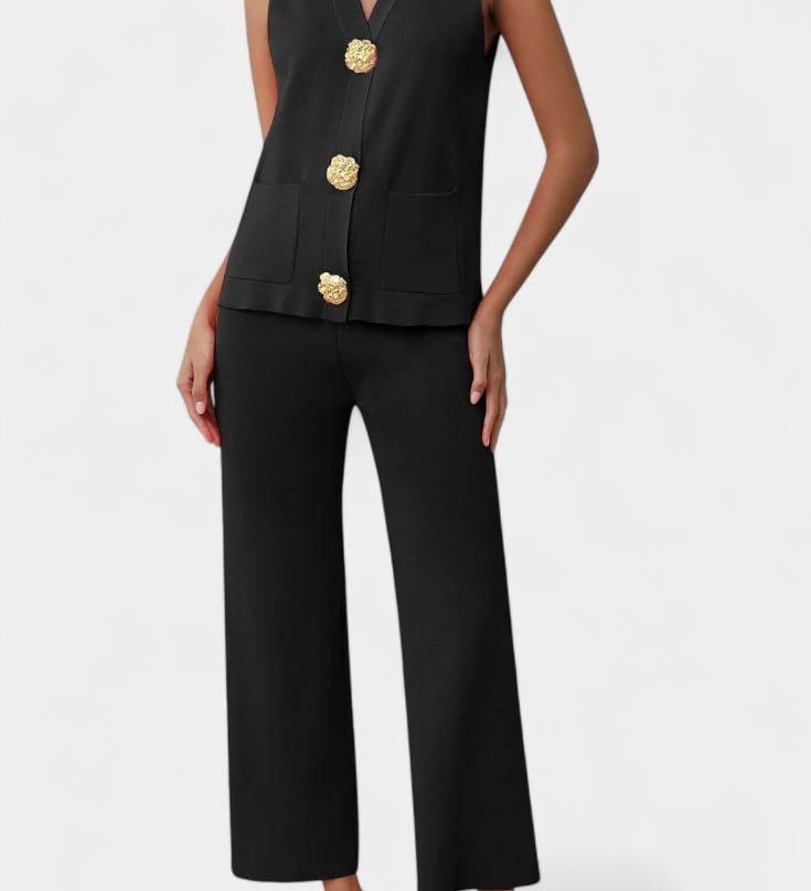 Jacey Knit Vest with Wide-Leg Trousers