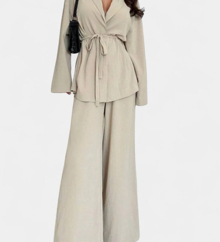 Amy | V-Neck Blazer and Flared Pants Set