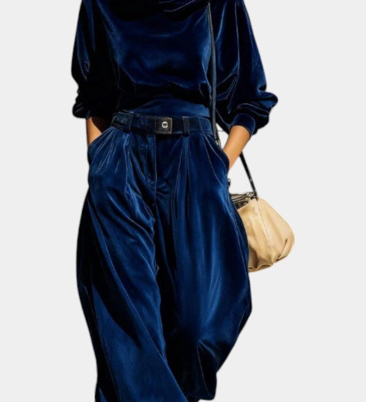 Riana | Brown Velvet Hoodie & Relaxed Pants Set