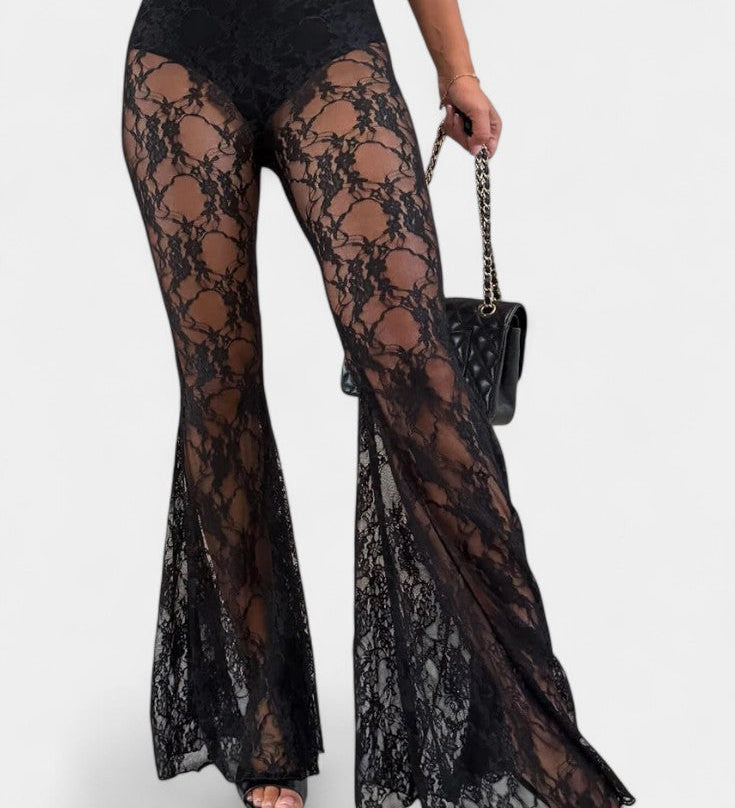 Demelza | Floral Lace Trousers with Belted Blazer