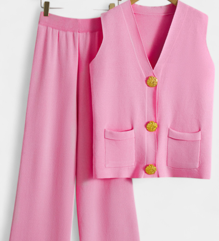 Jacey Knit Vest with Wide-Leg Trousers