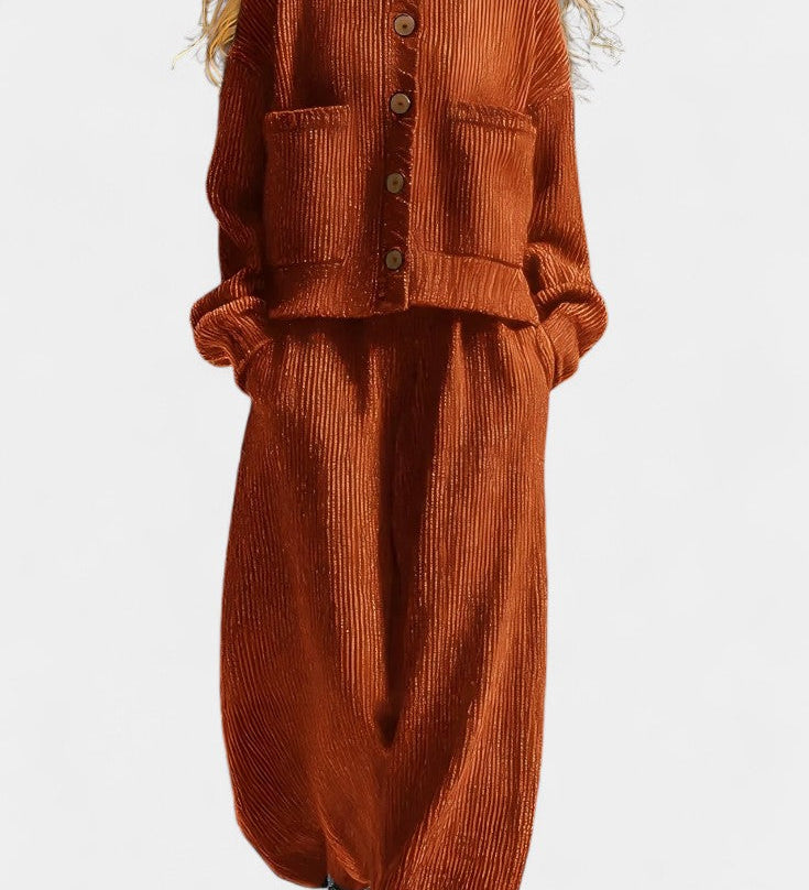 Magali Knit Cardigan & Wide-Leg Pants Ensemble