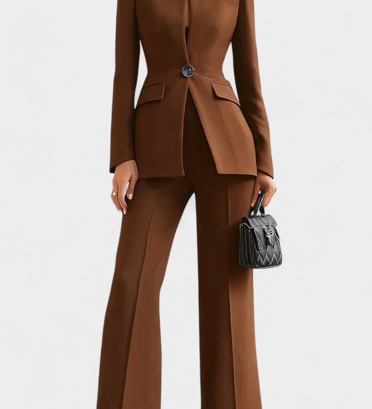 Elisabetta | High-Collar Set with Wide-Leg Pants