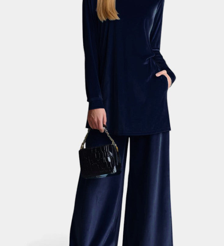 Tifenn | Velvet High Neck Split Jumpsuit
