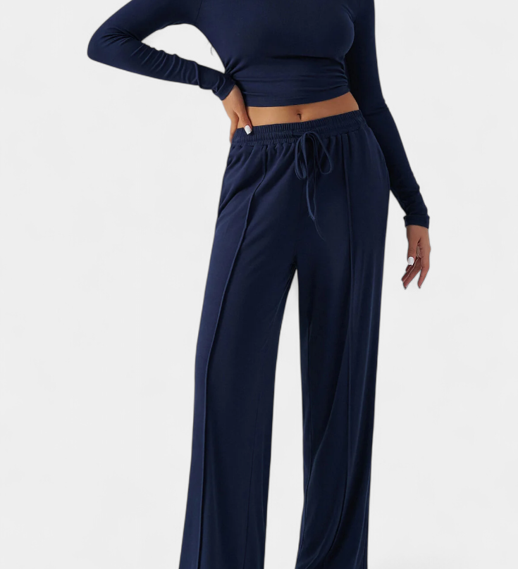 Celaen Elastic-Fit Viscose Yoga Set with Round Neck