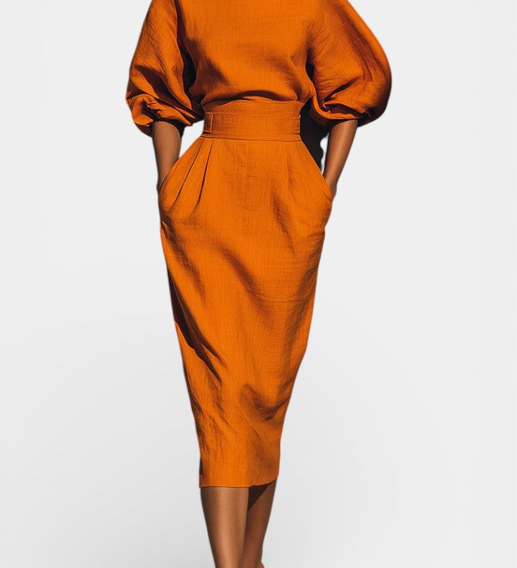 Soizic | Structured Top and Midi Skirt Set